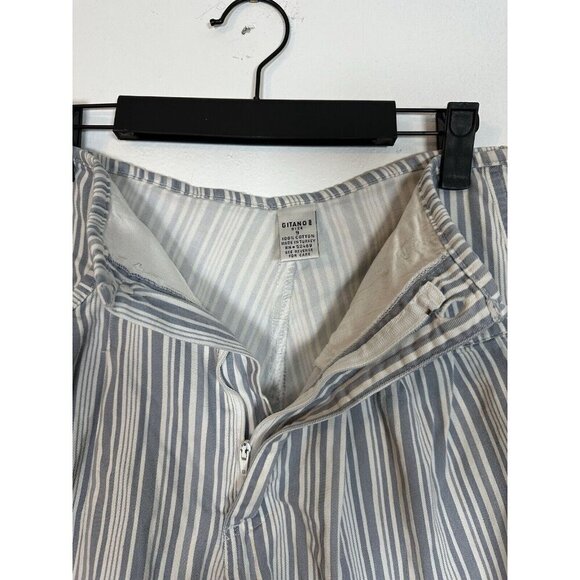 Vintage 80s Gitano High Rise Blue White Striped Shorts 9 Eyelet Lace Retro Y2k - Picture 9 of 10